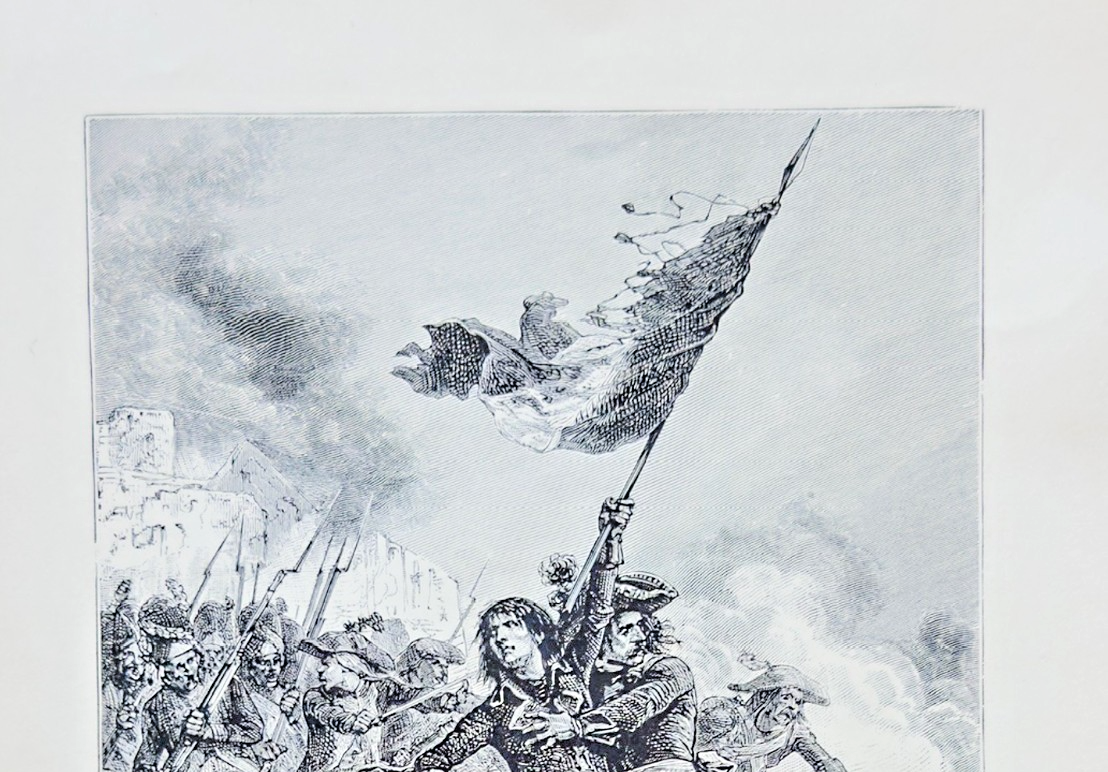 Napoleon at the Bridge of Lodi– 1894 Antique Steel Engraving | Napoleonic War Print