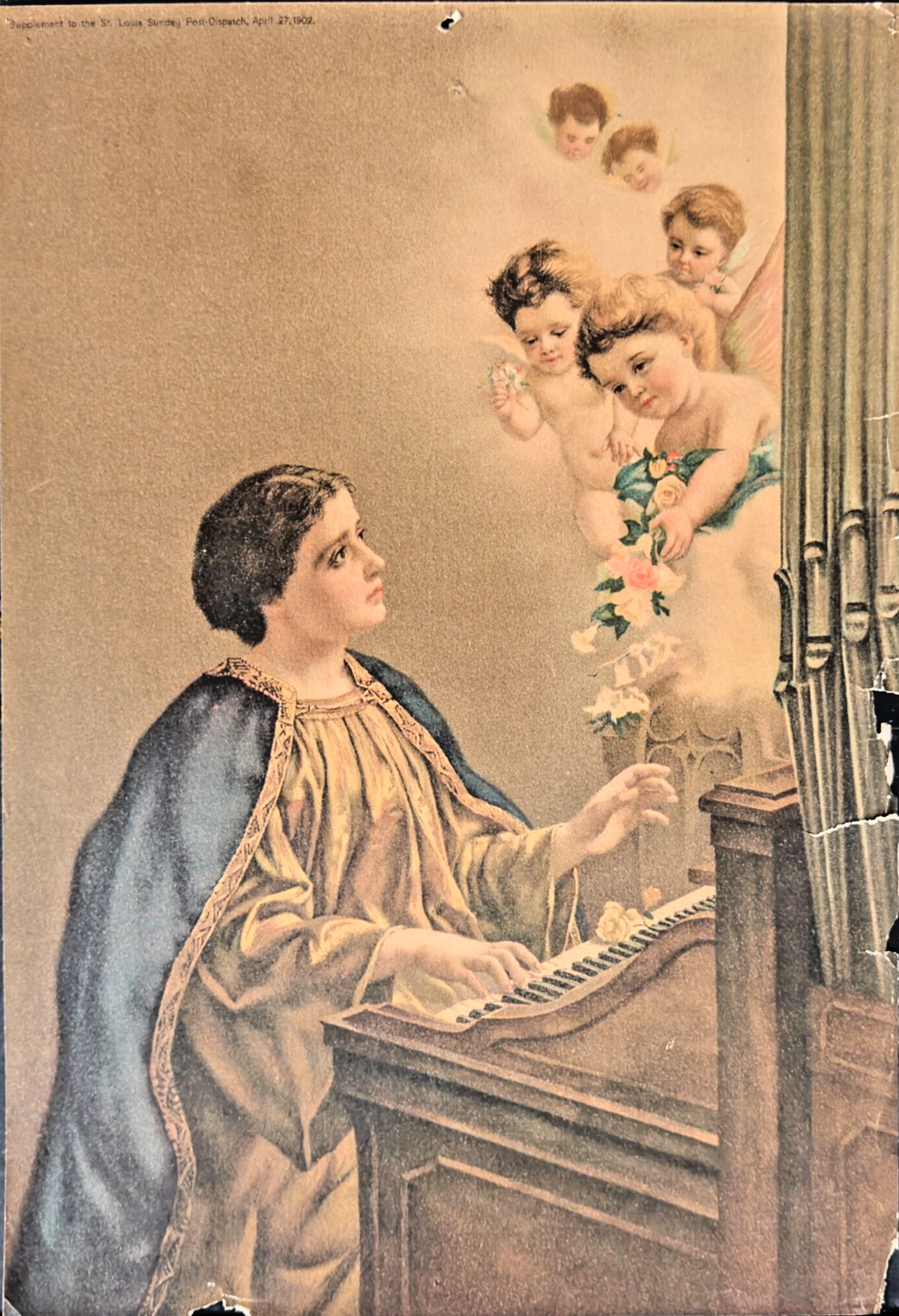 “Saint Cecilia” — 1902 Chromolithograph — St. Louis Post-Dispatch Sunday Supp