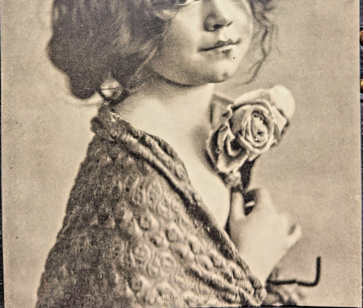 1900s Portrait Print – “The Little Rosebud” – Child with Rose – Sunday Newspaper