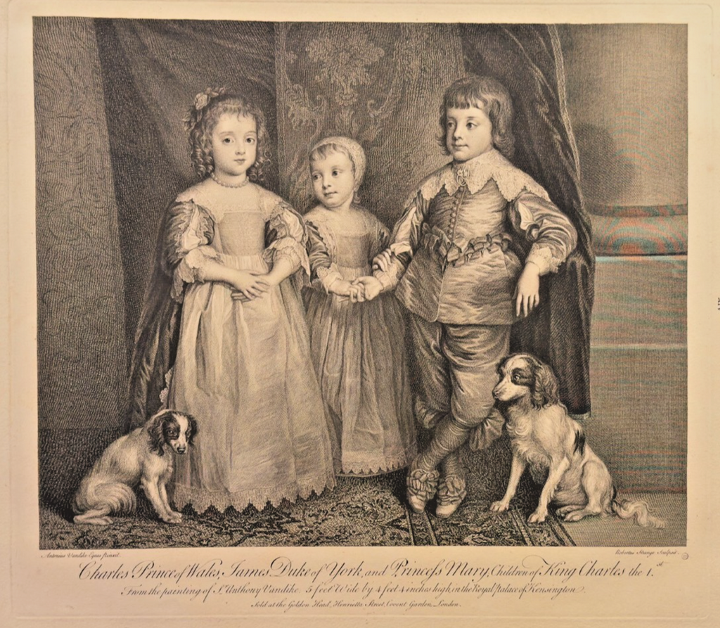 18th C Engraving – Sir Robert Strange after Van Dyck - Children of King Charles