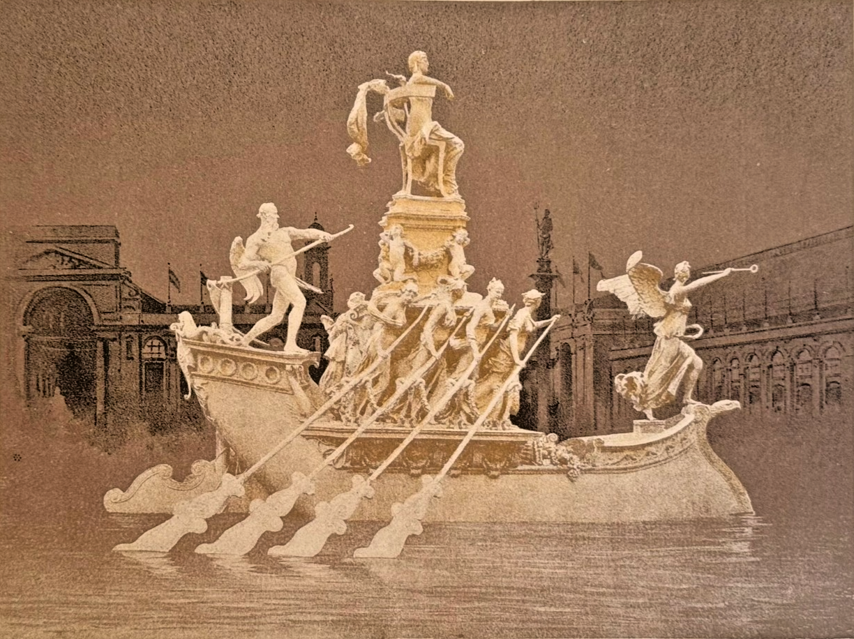 1893 Chicago Tribune Art Supplement – The Barge of Columbia MacMonnies- Fountain