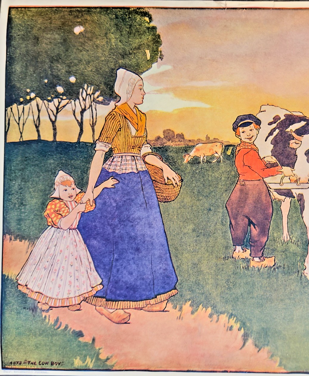 1903 “The Cow Boy” Antique Color Print — Supplement to the Indianapolis Journal