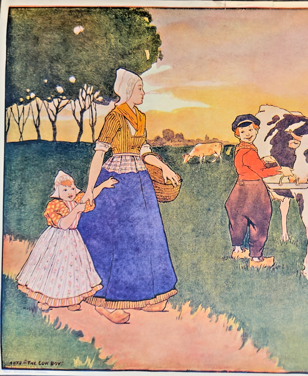 1903 “The Cow Boy” Antique Color Print — Supplement to the Indianapolis Journal