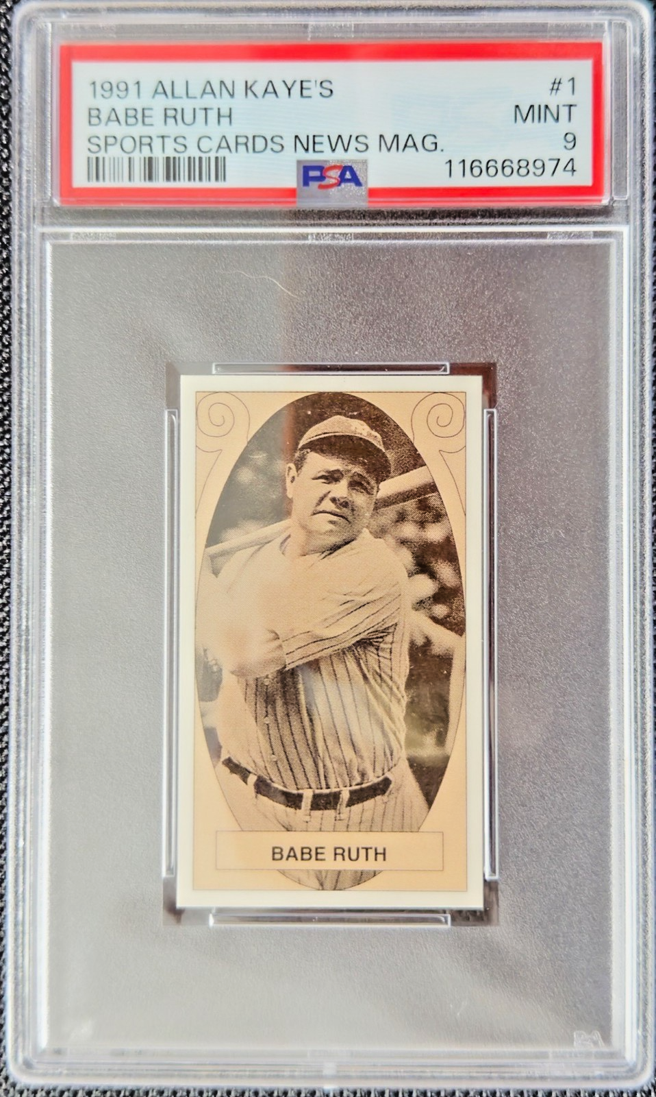 1991 Allan Kaye’s Babe Ruth Sports Cards News Magazine #1 PSA 9 Mint – Rare Insert Card