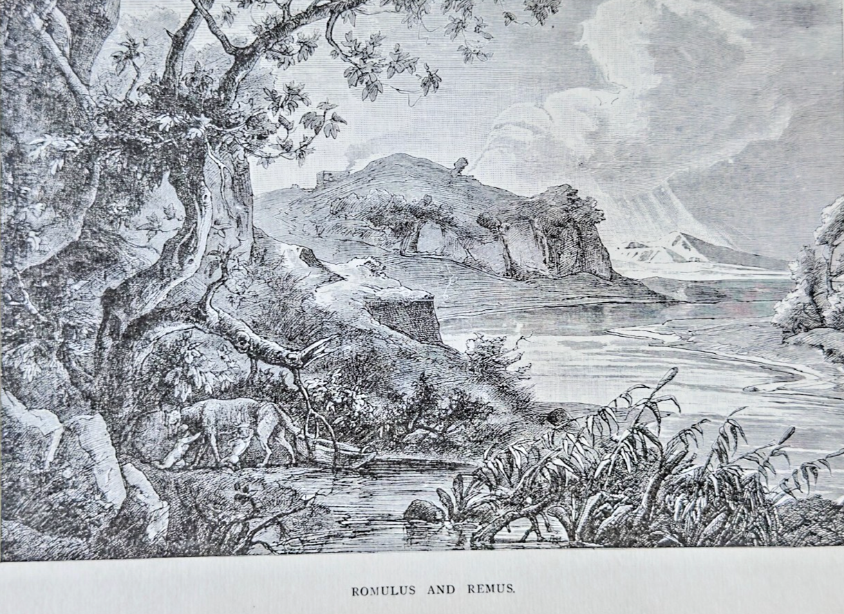 Romulus and Remus – 1894 Antique Engraving Print | Founding of Rome