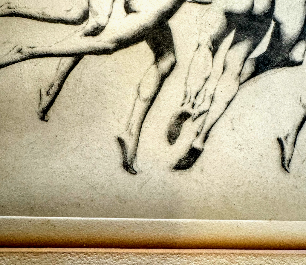 Warren B. Davis Signed Drypoint Etching c.1910 — Dancing Nude Figures — American Symbolist Art