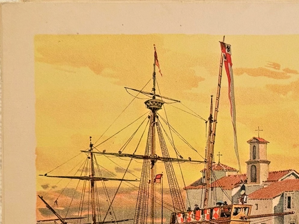 1893 Chicago Tribune Art Supplement – “La Rabida and the Caravels” – Worlds Col