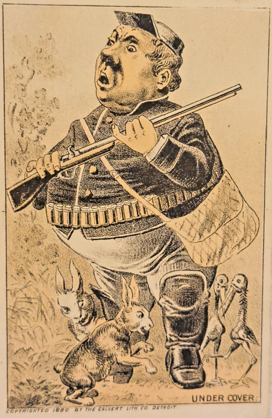 1880 Victorian Trade Card “UNDER COVER” – E.M. Mabley & Co Mammoth Akron, OH ad