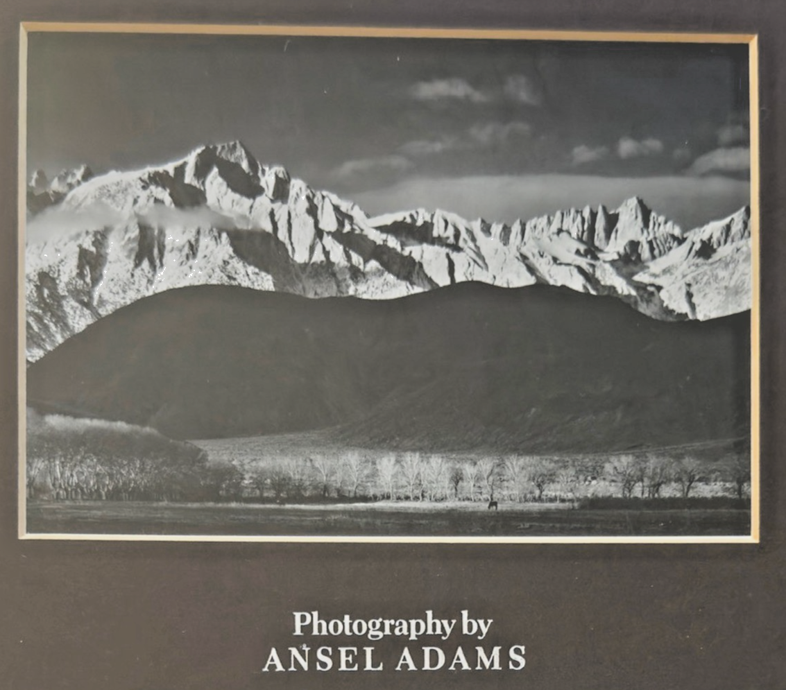 Photography by Ansel Adams’ Matted/Framed Print- Snowy Mountain Range Landscape