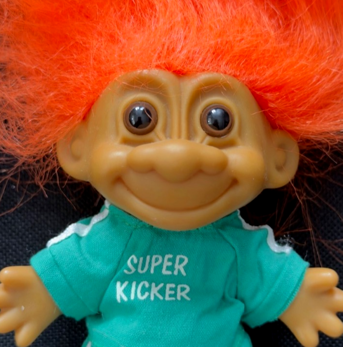 Vintage Russ Troll Doll –Super Kicker – Orange Hair – 1980s/1990s