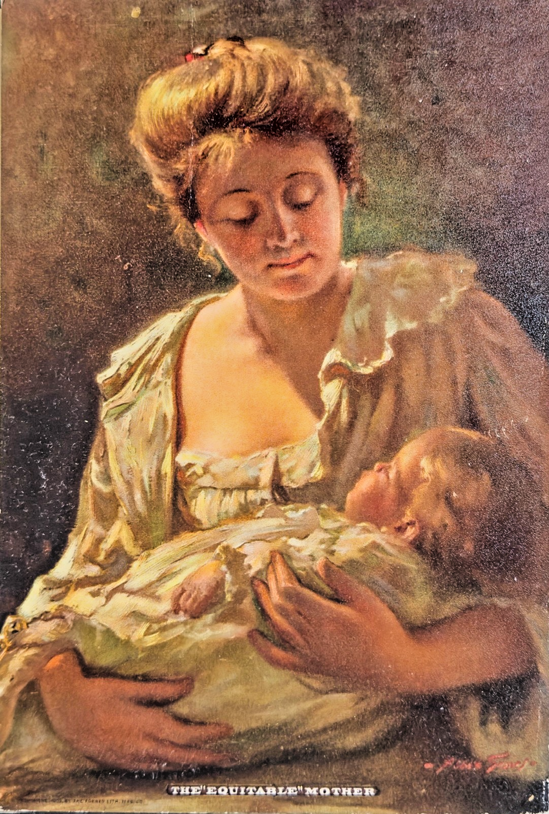 Antique 1903 Lithograph – “The Equitable Mother”