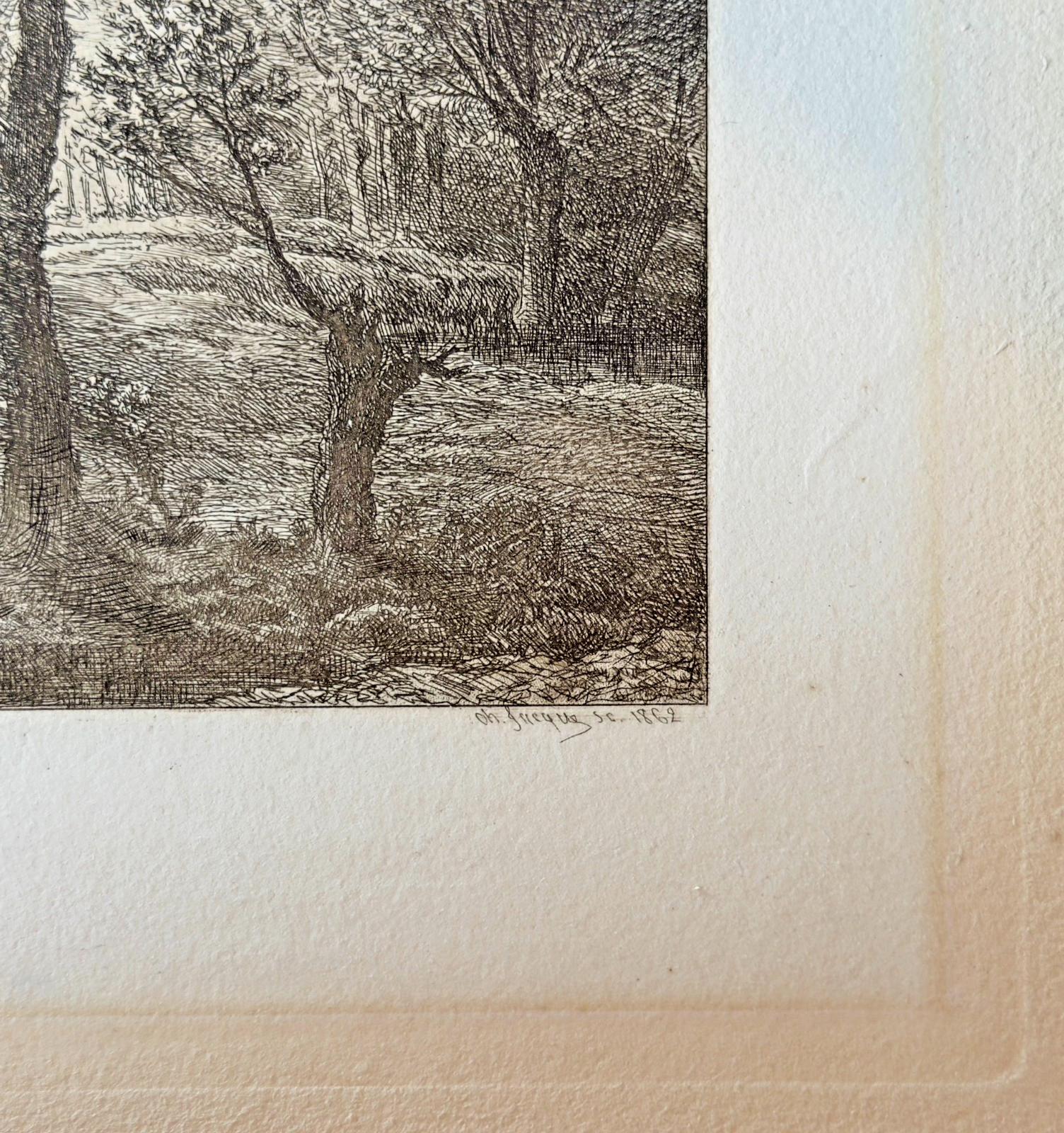 Chalcographie du Louvre Intaglio Print — Charles-Émile Jacque “Paysage”