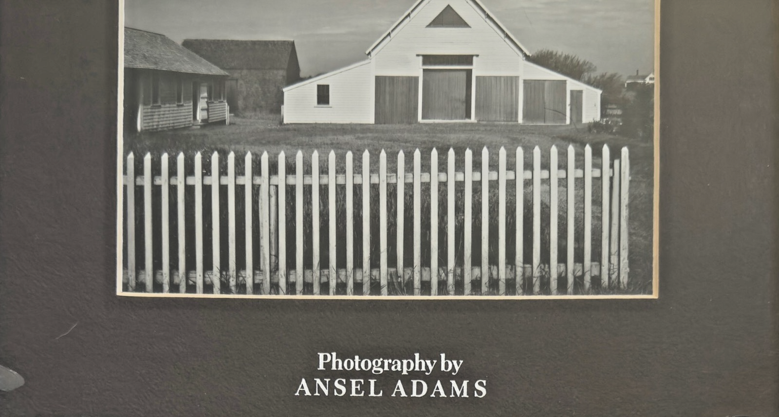Photography by Ansel Adams’ Matted/Framed Print- "White Barn & Picket Fence"