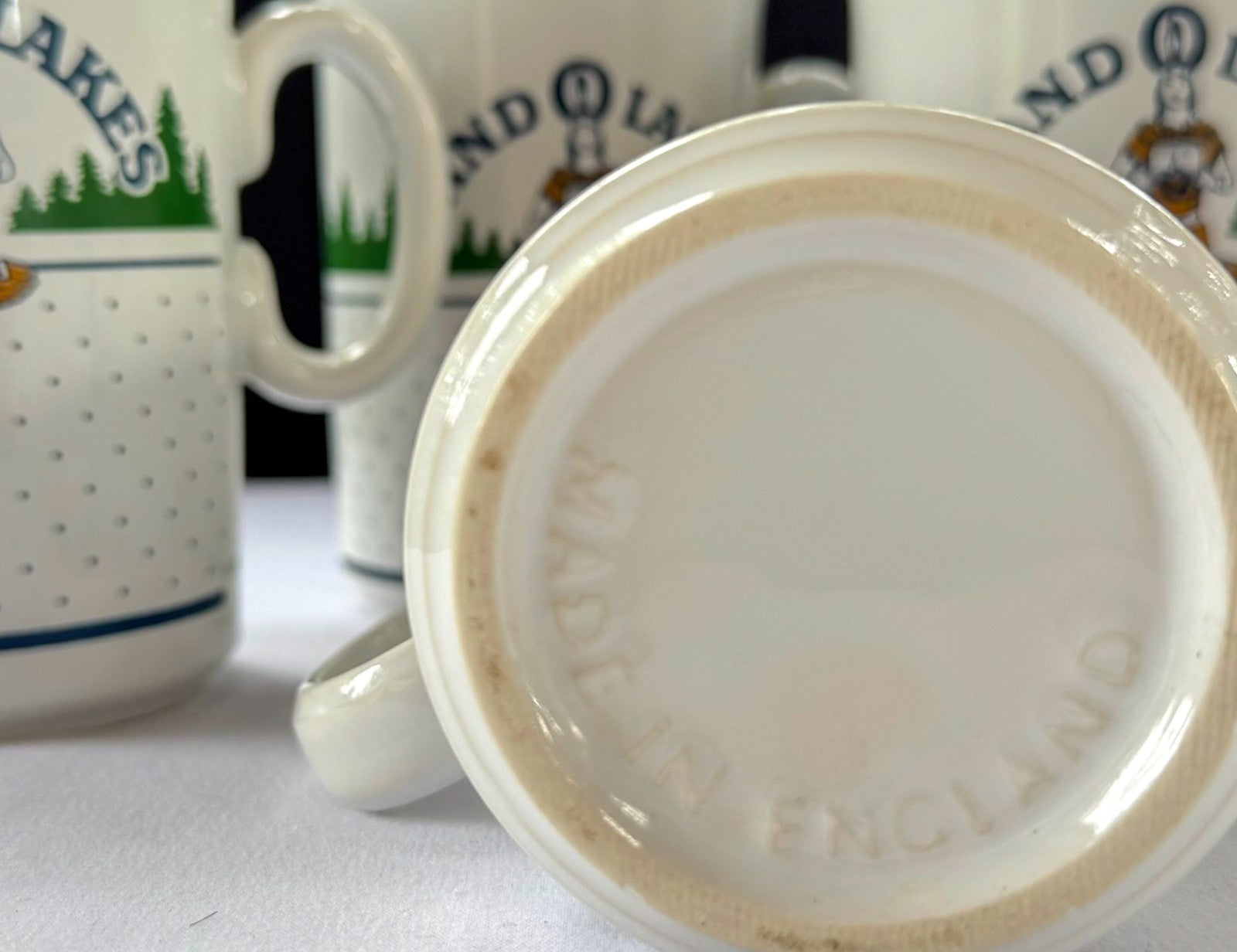 Vintage! Land O Lakes Coffee Mugs Cream Butter Retired Logo. Made in England