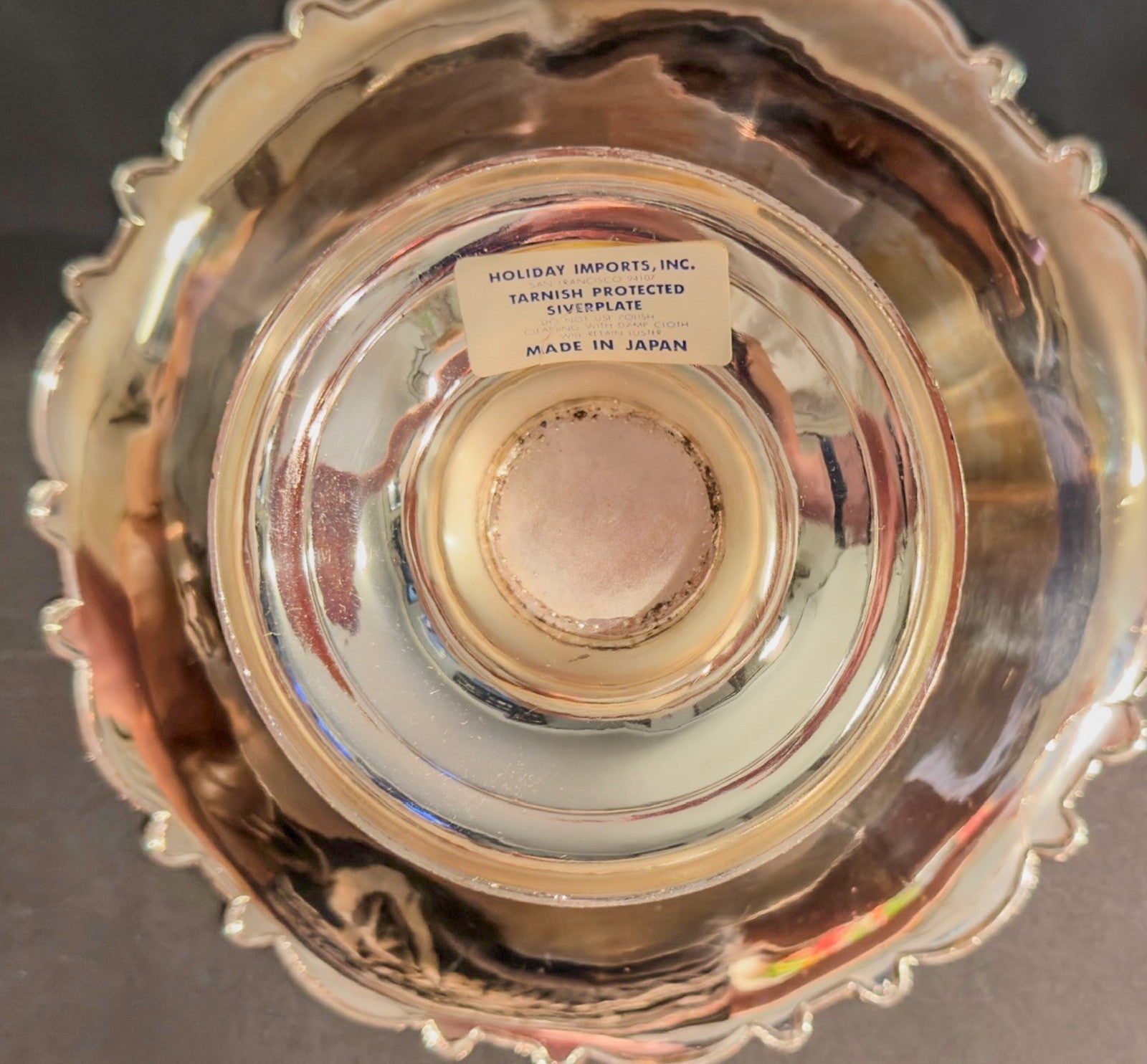 Vintage Japan Japanese Silverplate Floral Bowl