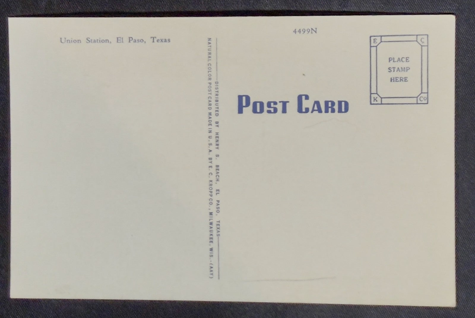 Vintage Postcard 1940s Union Station, El Paso, TX