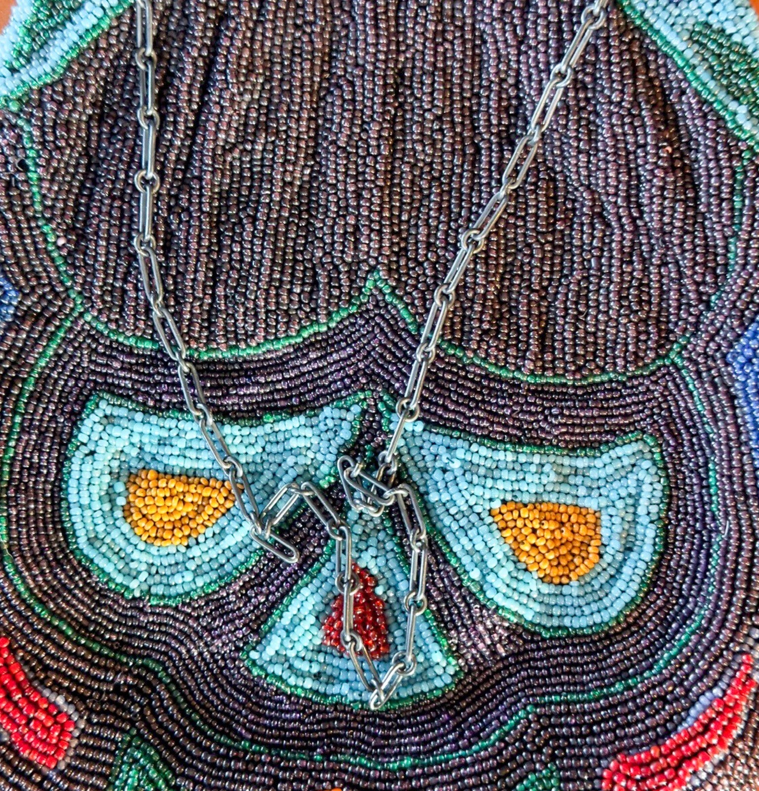 Vintage Hand-Beaded Evening Purse • Colorful Micro-Bead Clutch • Kiss-Lock Frame • Art Deco / Boho Statement Bag