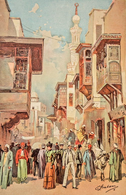 1893 Chicago World's Fair Art Supplement: Cairo Street Midway Plaisance Lithograph 8x10