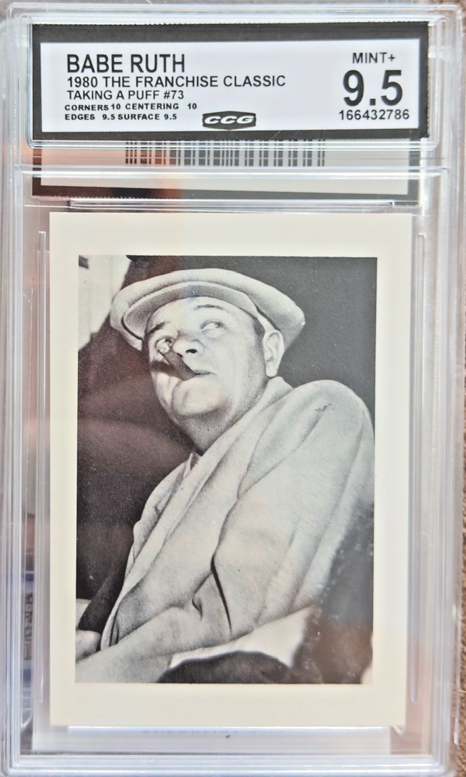 BABE RUTH 1980 THE Franchise Taking a Puff #73 CARD PSA 9.5