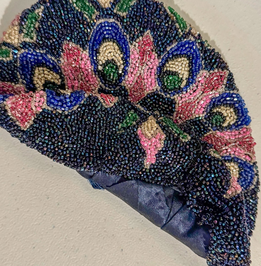 Vintage 1920s Beaded Cloche Skull Cap Flapper Hat Art Deco Hand-Beaded Antique