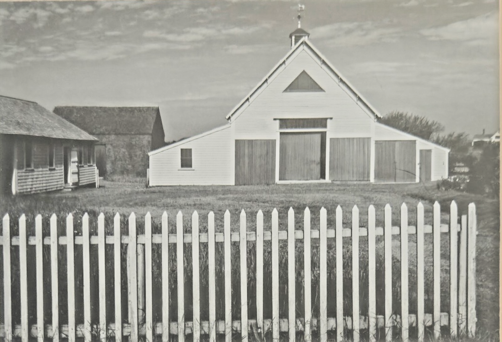 Photography by Ansel Adams’ Matted/Framed Print- "White Barn & Picket Fence"