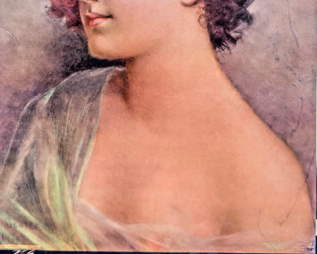 1902 Lithograph – Edwardian Lady with Flowers – Indianapolis Journal Supplement