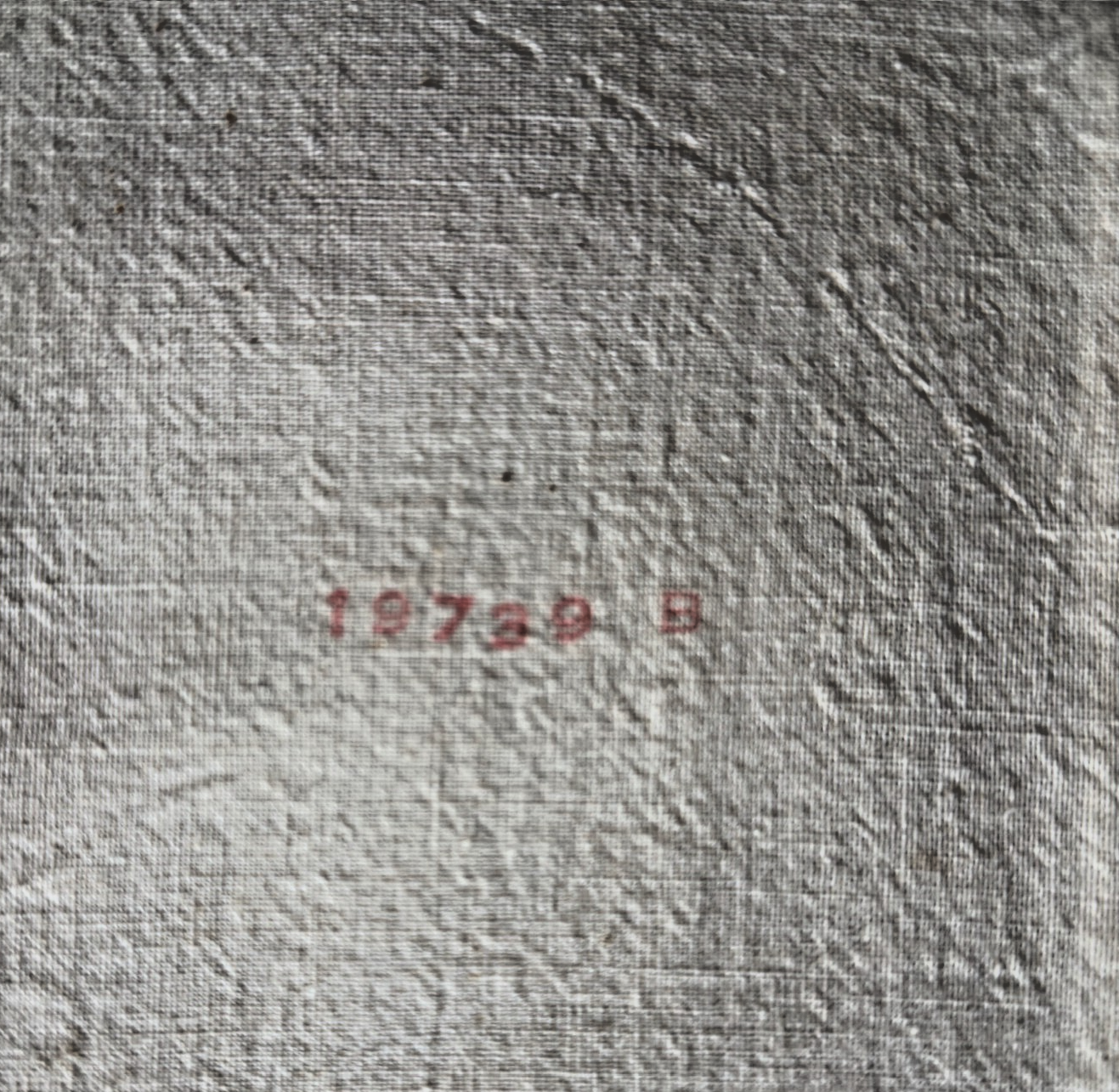 Textured gray surface with red numbers '19759' and letter 'B'
