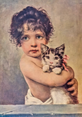 1904 “Child with Kitten” Lithograph – St. Louis Sunday Post Dispatch Supp