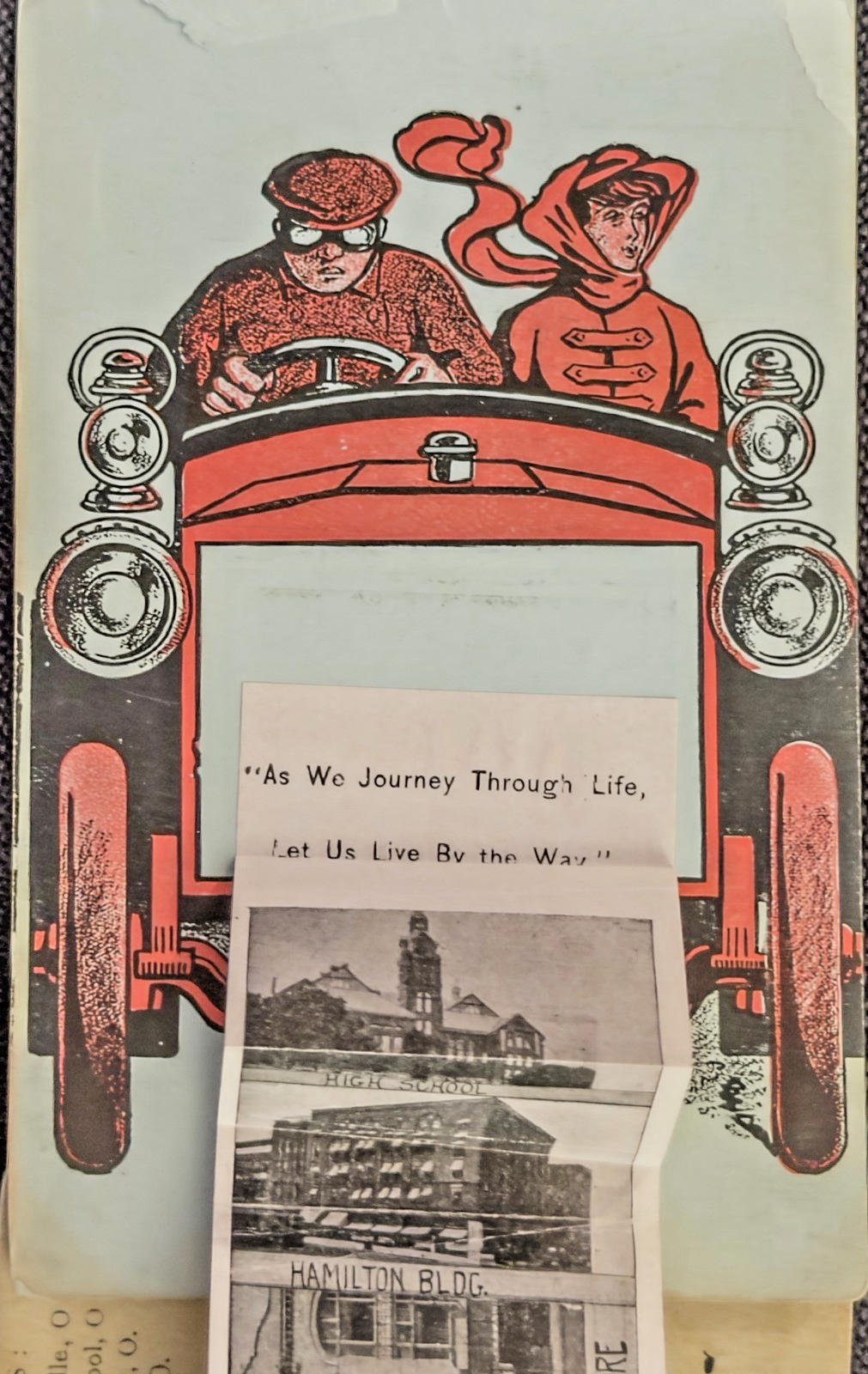 1907 Seeing Akron Ohio Mechanical Pull-Tab Postcard Ribbon Tichnor A.B. Smith