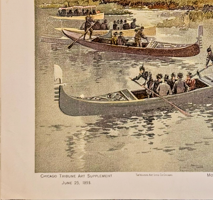 1893 Chicago World's Fair Moonlight on the Lagoon: Chicago Tribune Art Supplement