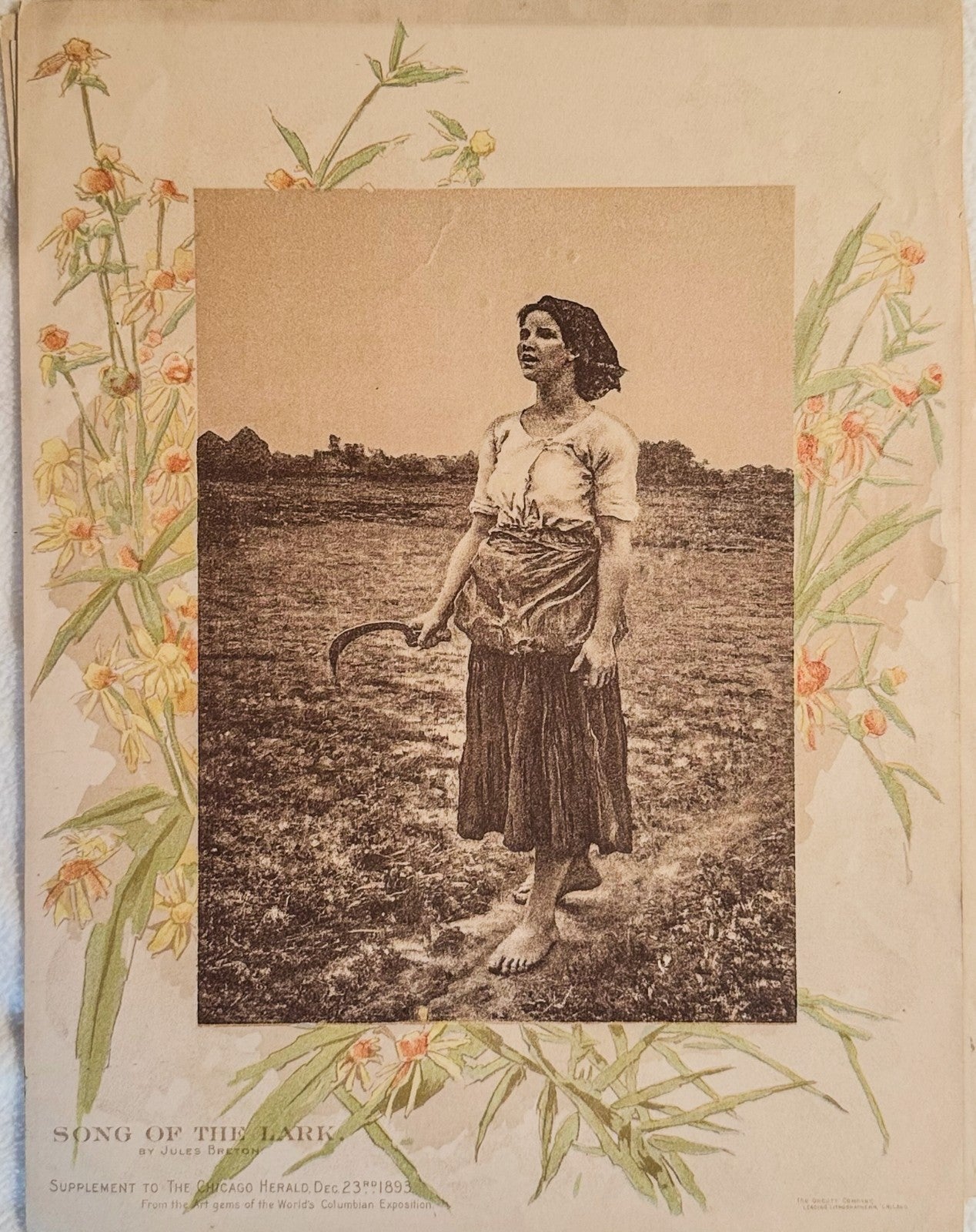 1893 Chicago Tribune ART Supplement 'Song of the Lark'