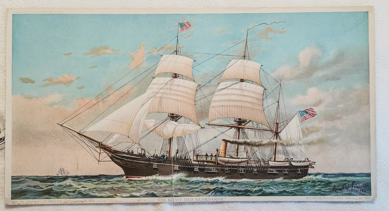 1894 Chicago Tribune ART Supplement 'The Brave Old Kearsarge'