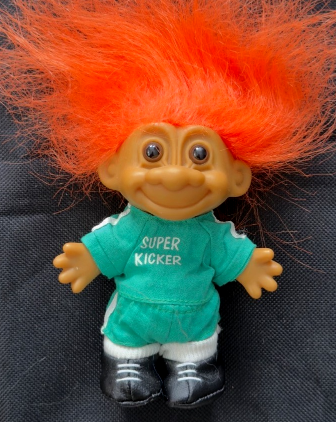 Vintage Russ Troll Doll –Super Kicker – Orange Hair – 1980s/1990s
