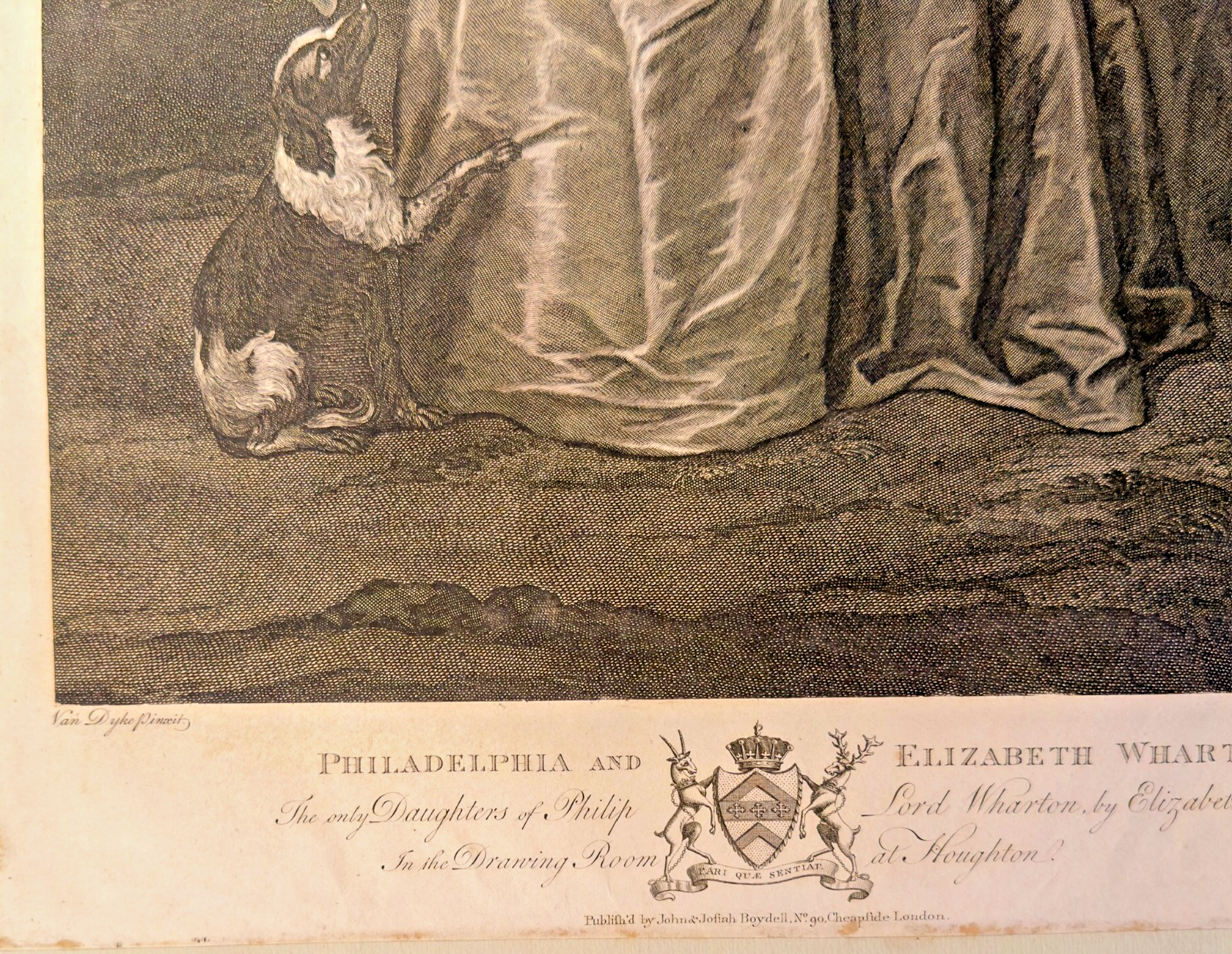 18th Century Van Dyck Engraving: 1788 Philadelphia and Elizabeth Wharton Portrait