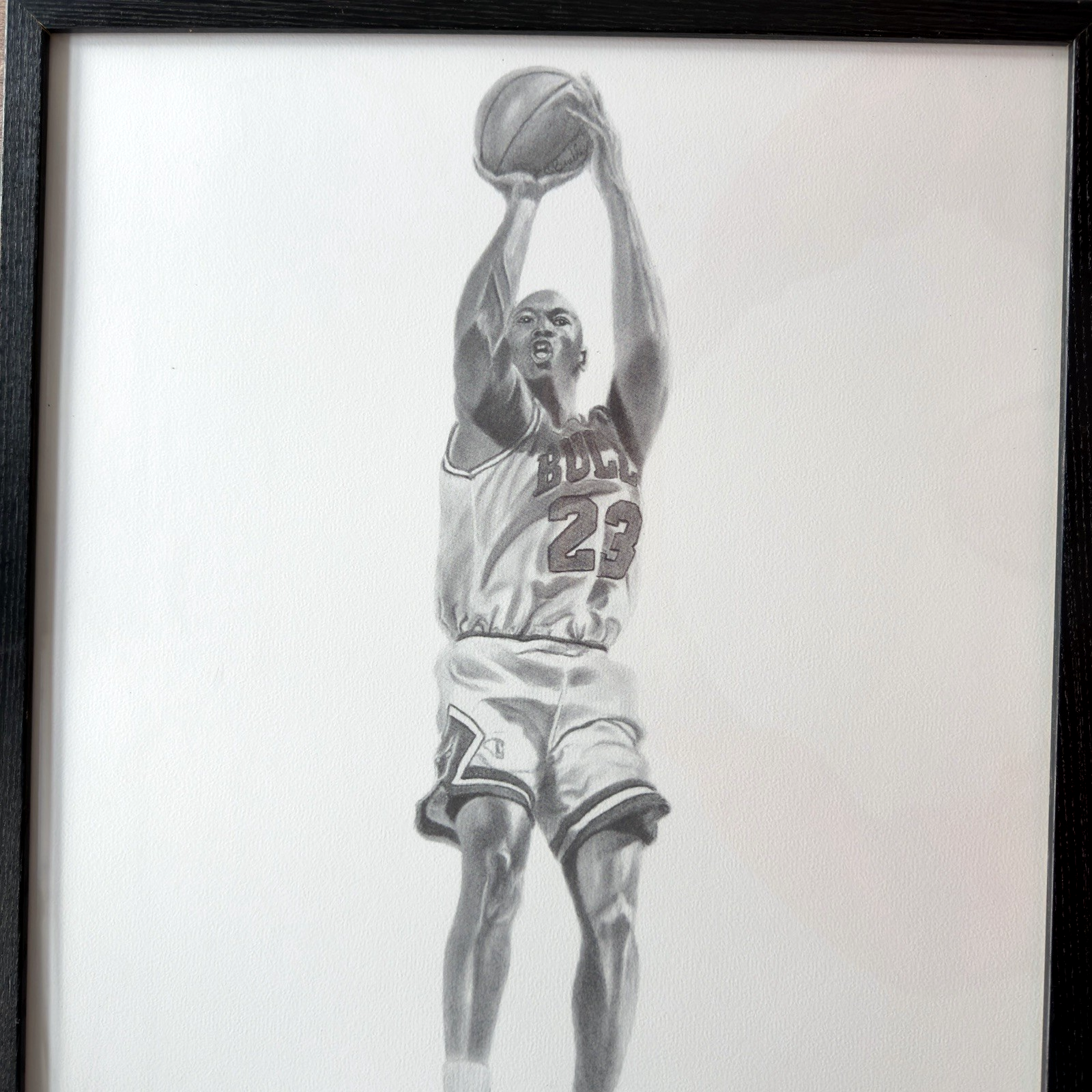 Vintage Michael Jordan Original Pencil Sketch – One-of-a-Kind Artwork, Framed