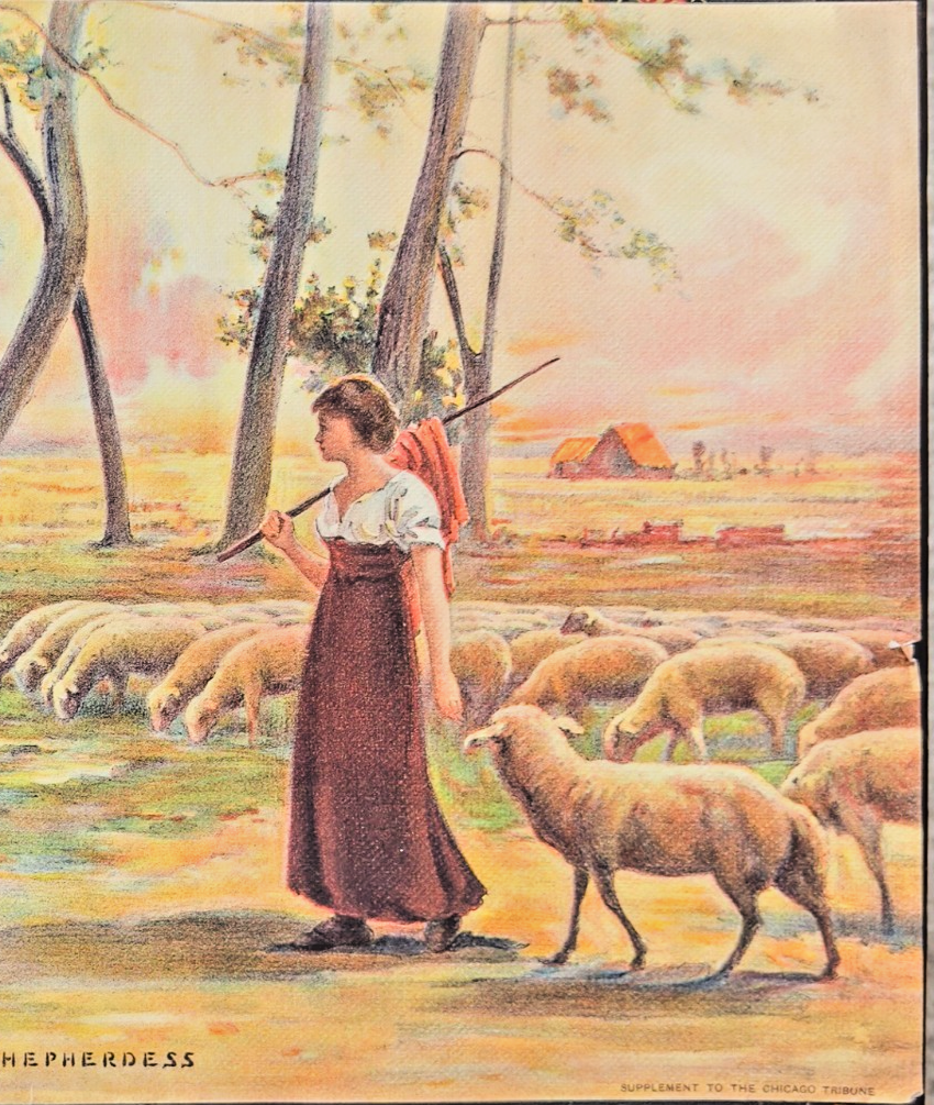 1907 Chicago Tribune Art Supplement “Shepherdess” Color Print / Newspaper Insert
