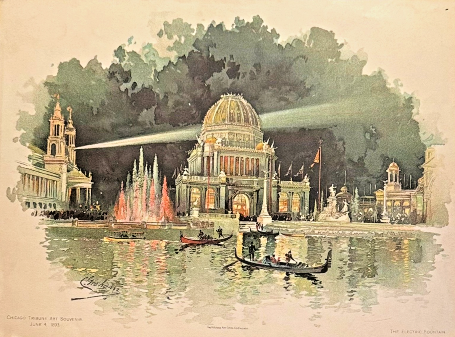 1893 Chicago World’s Fair Art Supplement – 'Electric Fountain' Chicago Tribune