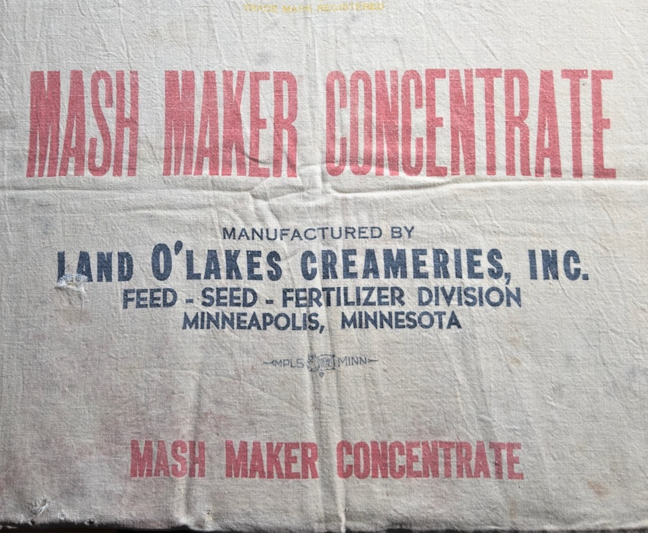 Vintage packaging of Mash Maker Concentrate by Land O'Lakes Creameries, Inc.