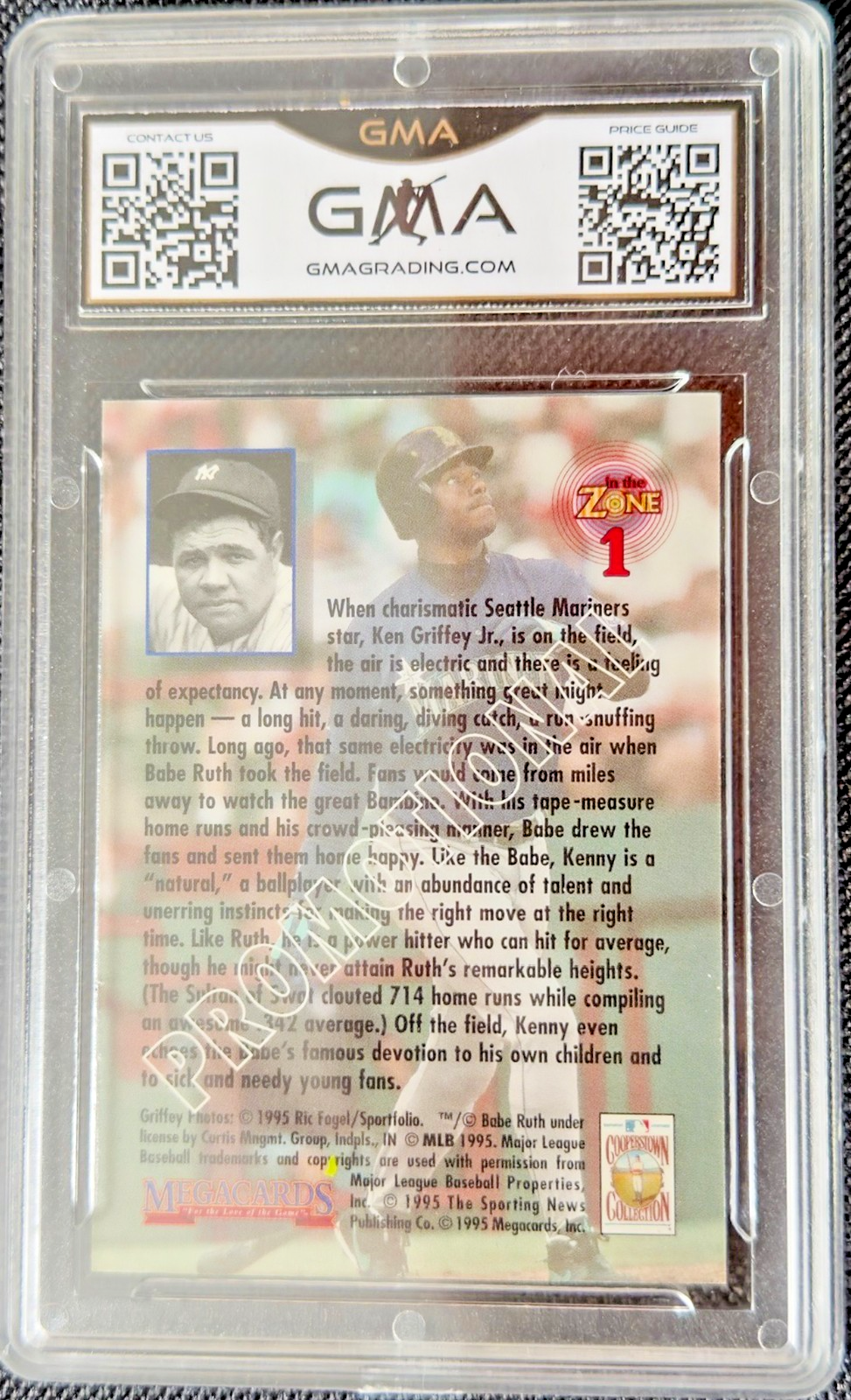 Ken Griffey Jr Babe Ruth 1995 Copperstown Collection Promo In The Zone #1 PSA 6
