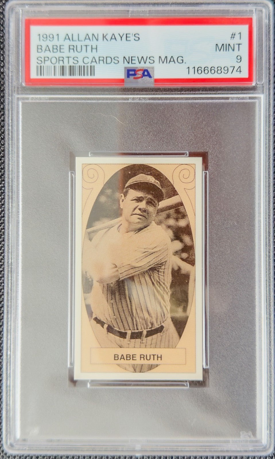 Babe Ruth 1991 Allan Kaye's Sports Cards News Magazine PSA 9