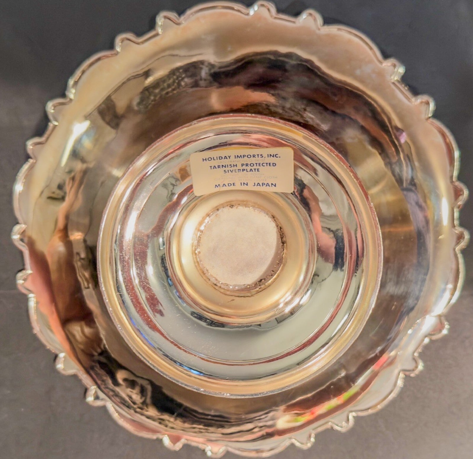 Vintage Japan Japanese Silverplate Floral Bowl