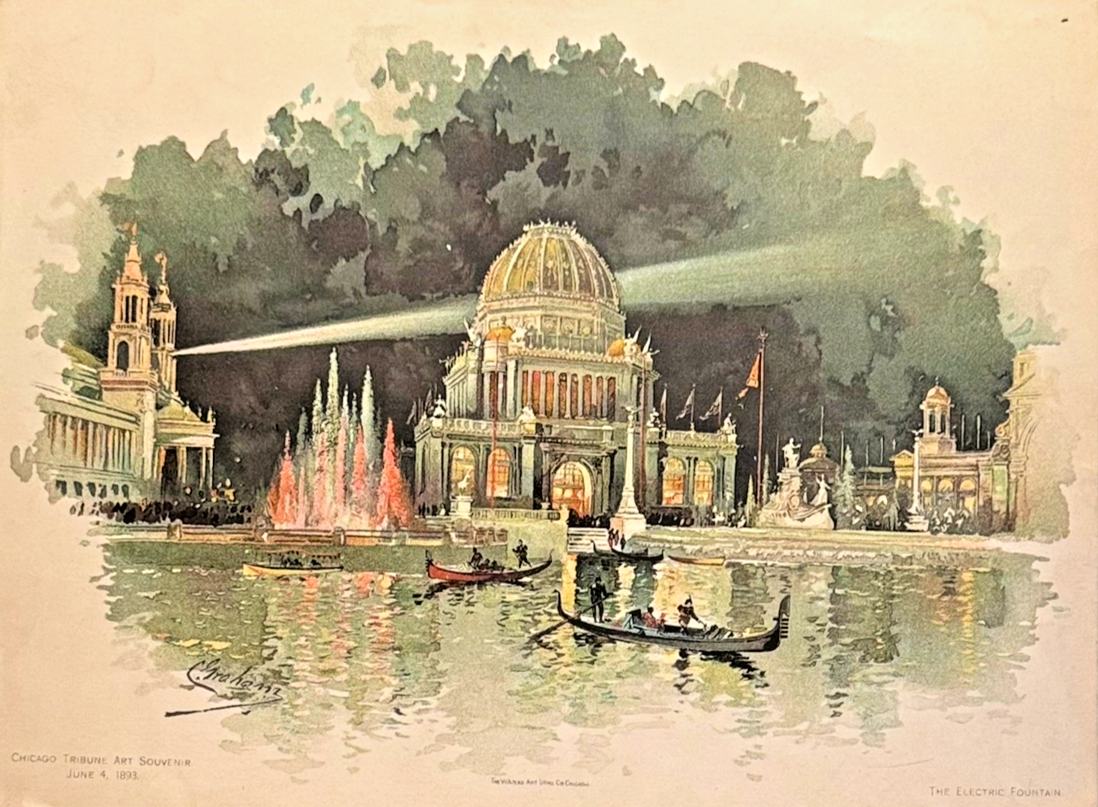 1893 Chicago World’s Fair Art Supplement – 'Electric Fountain' Chicago Tribune