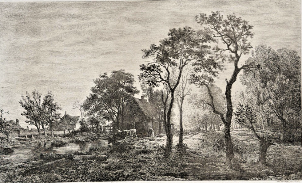 Chalcographie du Louvre Intaglio Print — Charles-Émile Jacque “Paysage”