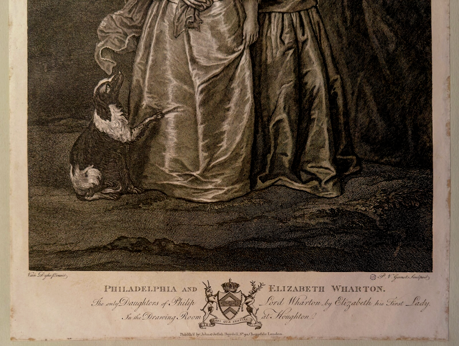 18th Century Van Dyck Engraving: 1788 Philadelphia and Elizabeth Wharton Portrait