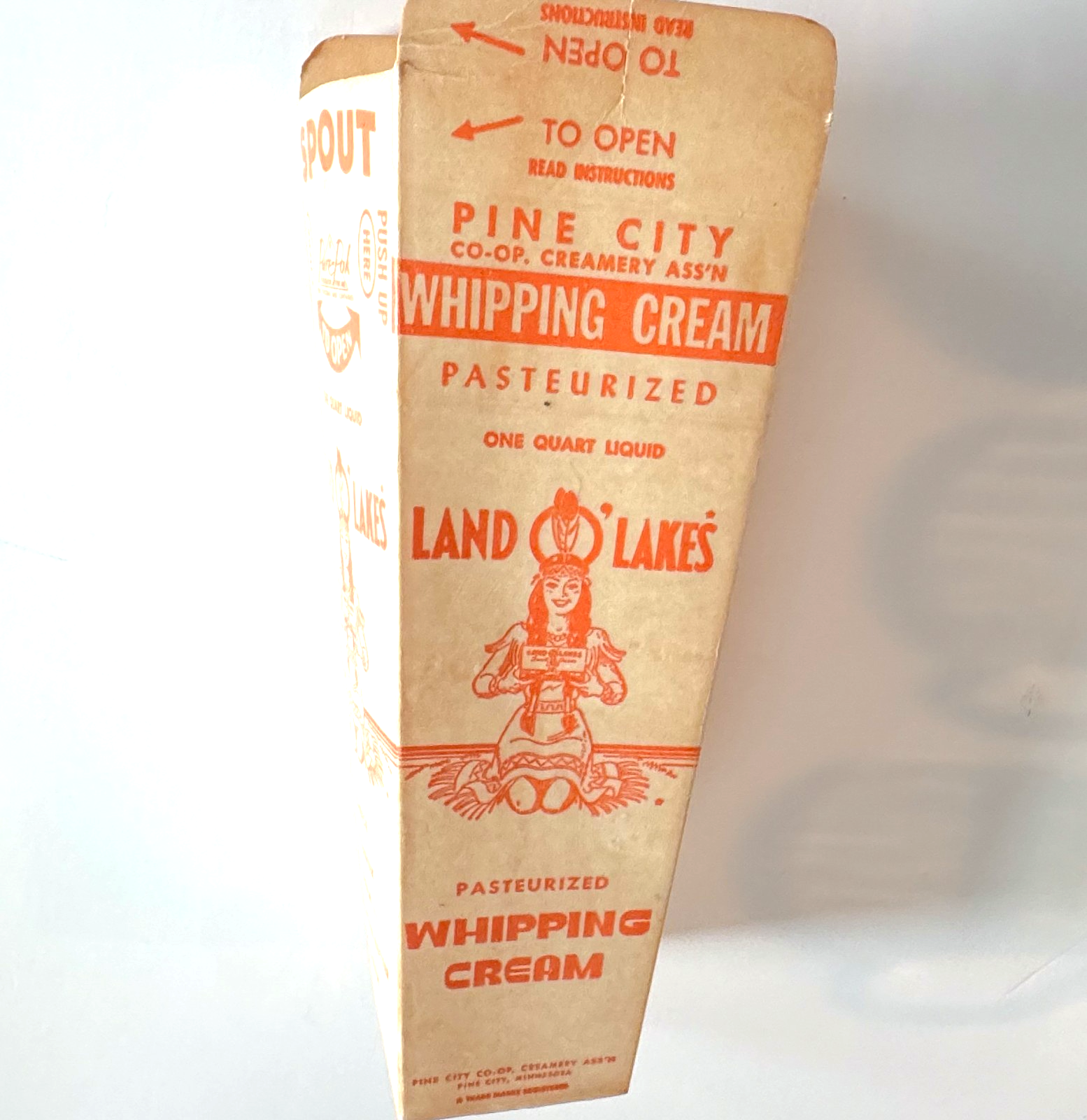 Land O Lakes Whipping Cream Wax Carton - Retired Logo