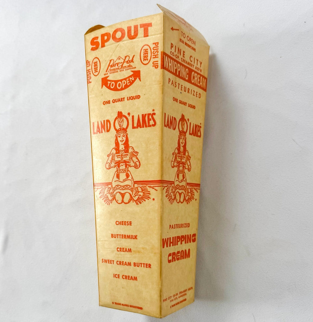 Land O Lakes Whipping Cream Wax Carton - Retired Logo