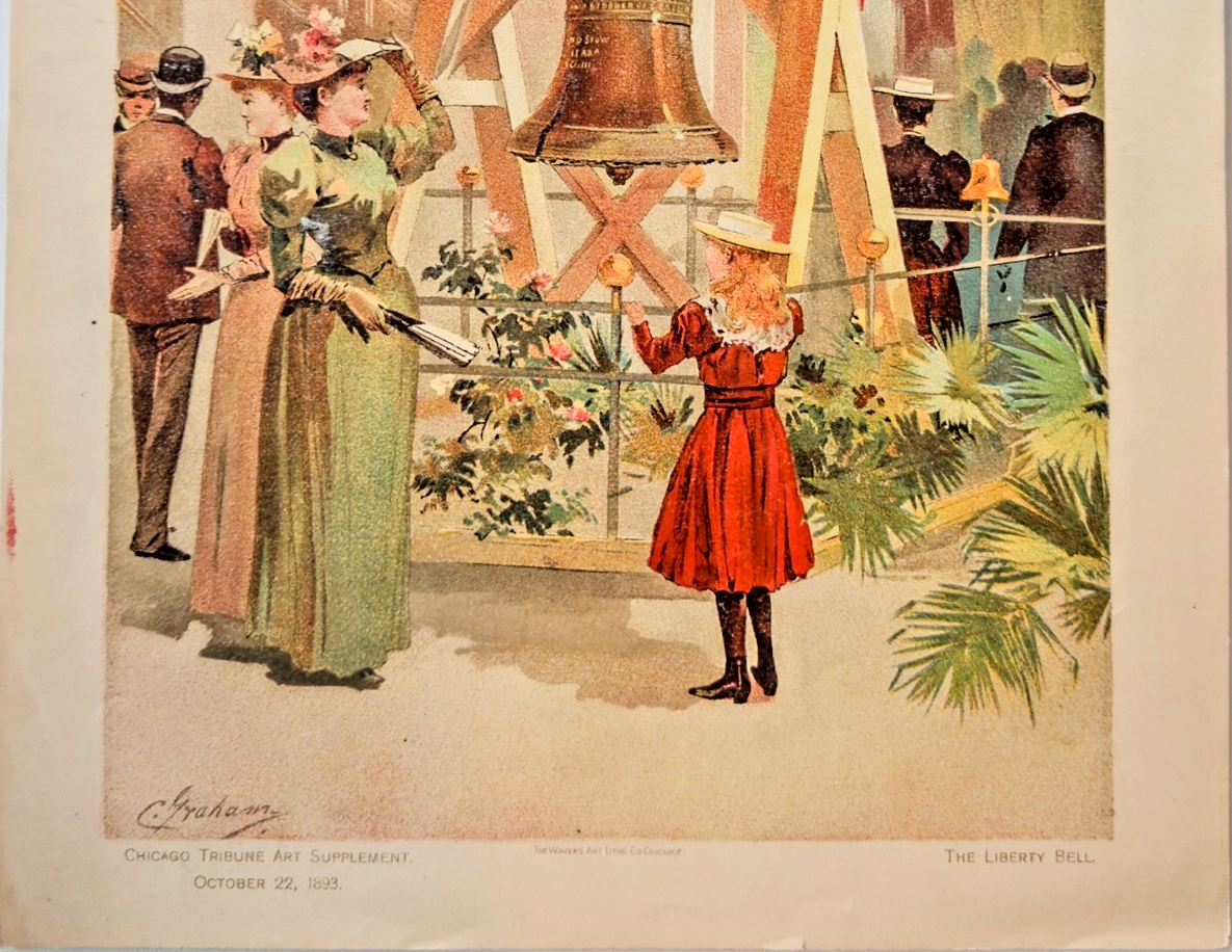 1893 Chicago Tribune Art Supplement: Ye Merrie Bells World's Expo Lithograph
