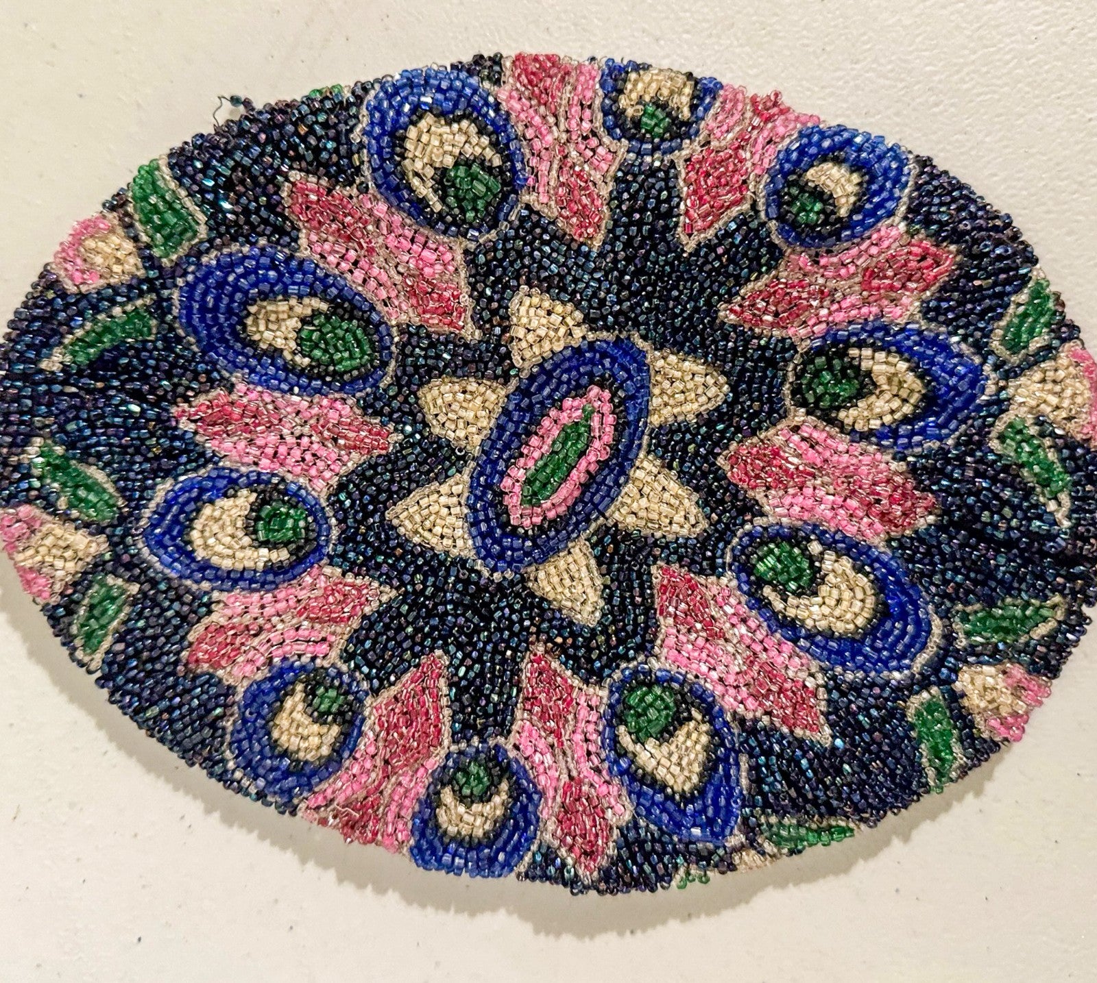 Vintage 1920s Beaded Cloche Skull Cap Flapper Hat Art Deco Hand-Beaded Antique