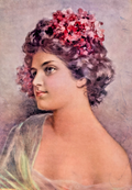 1902 Lithograph – Edwardian Lady with Flowers – Indianapolis Journal Supplement