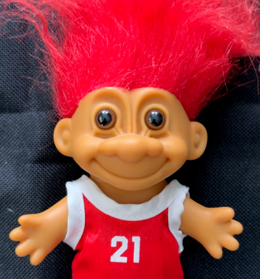 Vintage Russ Troll Doll –21 Basketball Star– Red Hair – 1980s/1990s